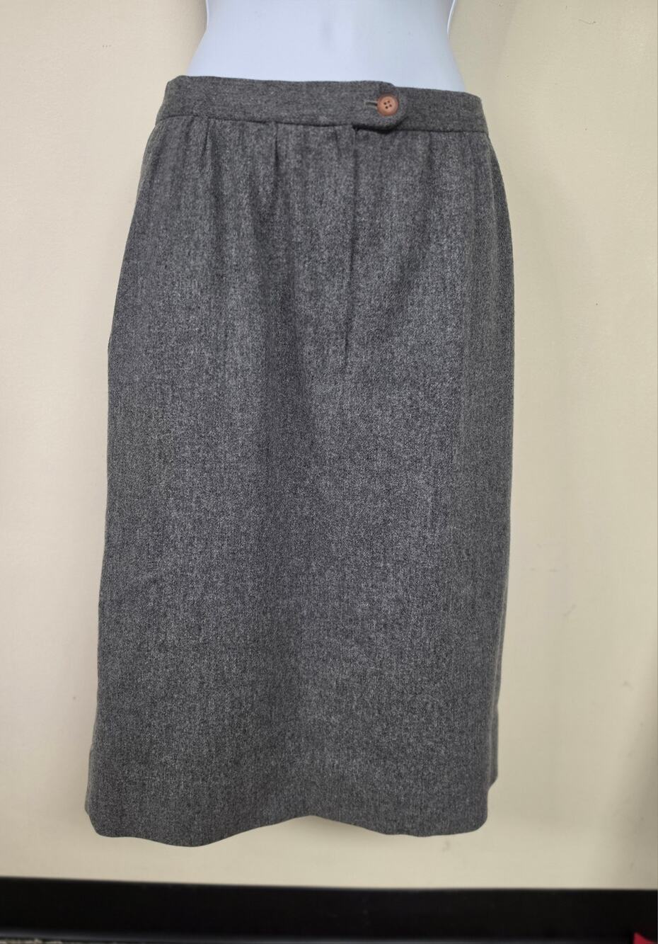 Vintage Gantos 100% Pure Wool Gray Midi Pencil Skirt Size 6 Woolmark 0098
